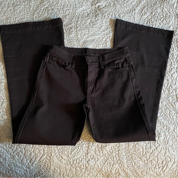 EUC 7FAMK Black Denim Flare Pants Sz 28 - Picture 1 of 13
